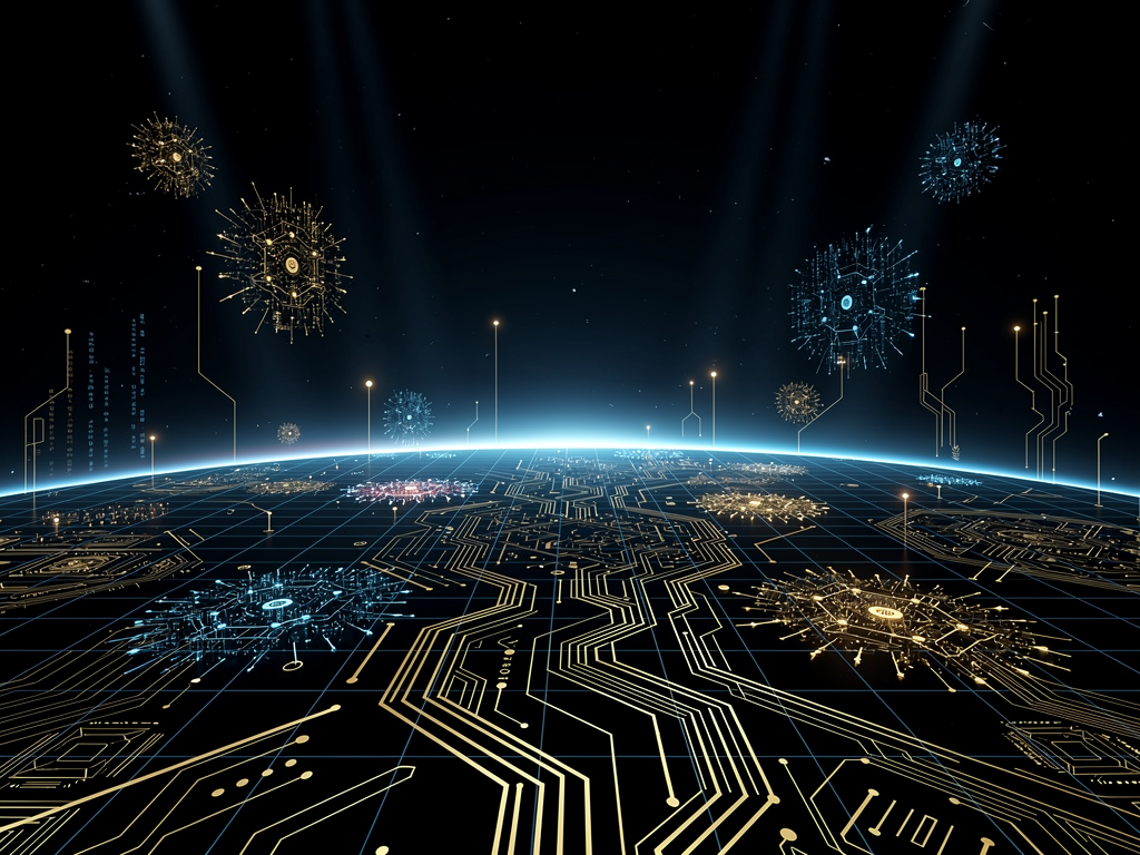 Futuristic blockchain grid